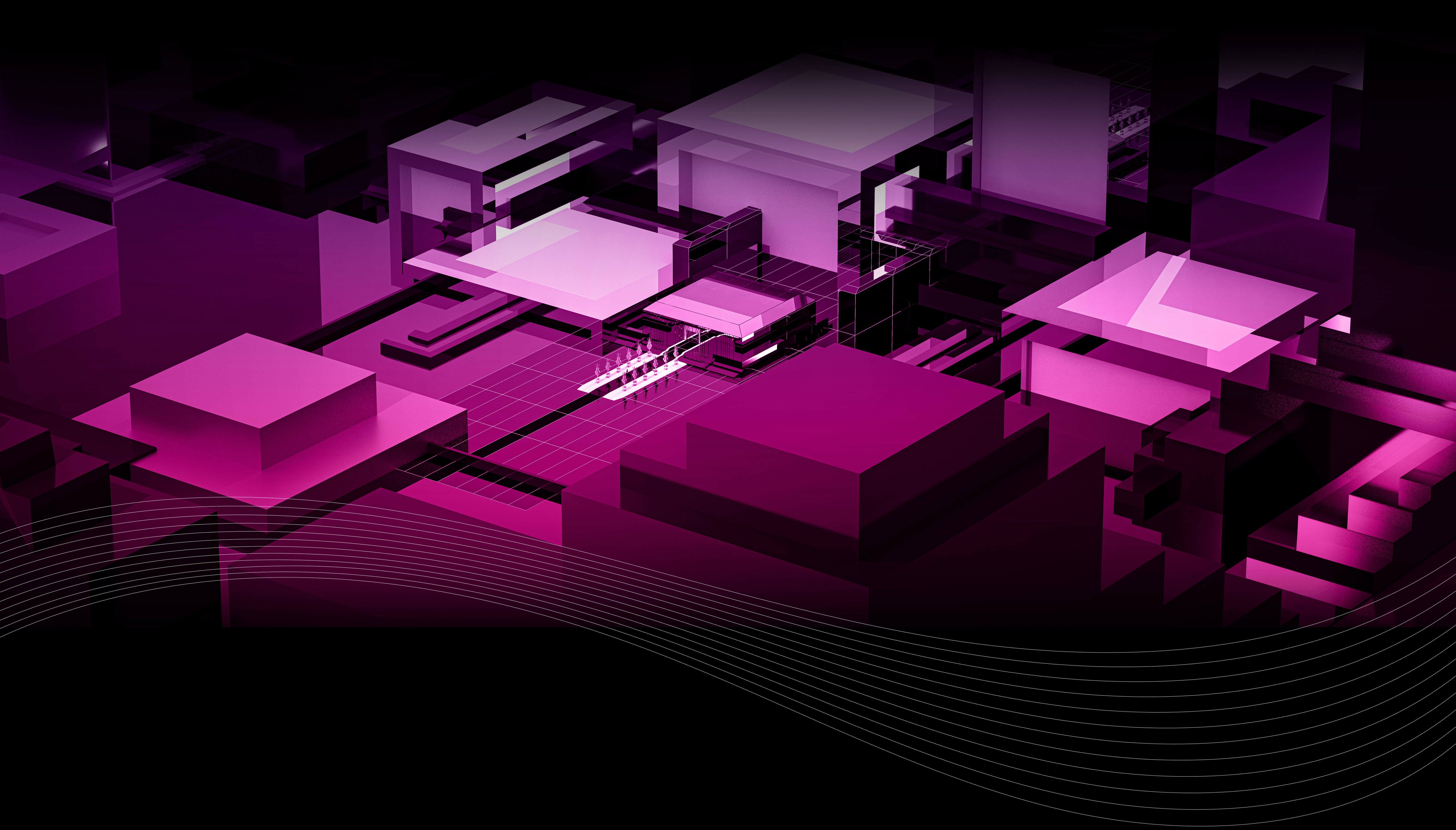 Futuristic cubes that resemble wafer fabrication